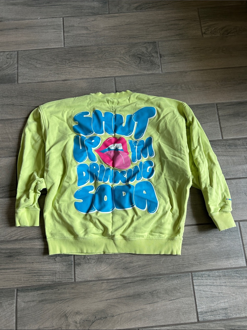 poppi Neon Lime Crewneck Sweatshirt - Women's Casual Pullover - Picture 5 of 5
